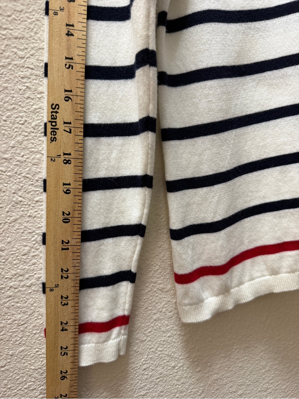 Tommy Hilfiger Sweater S White Navy Striped Anchor Rhinestone V-Neck Cotton Knit - Picture 8 of 10